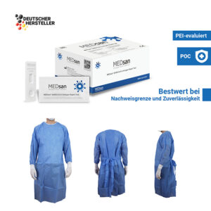 MEDsan Antigentest plus Schutzkittel Bundle Box